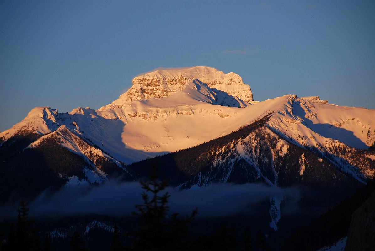 12 Mount Bourgeau At Sunrise From Trans Canada Highway Just After Leaving Banff Towards Lake Louise In Winter